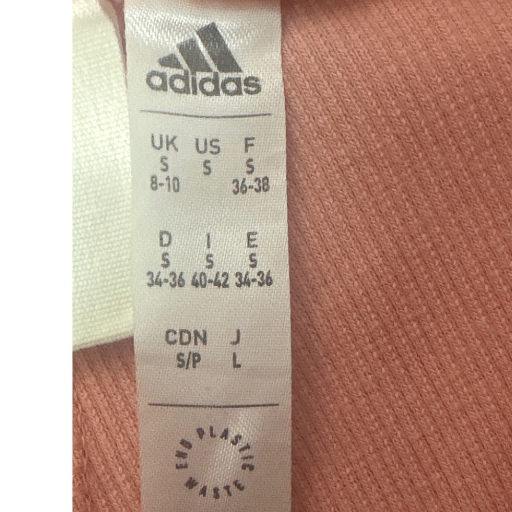Adidas Ribbed Flare Track Pants Peach Pink Side Slit Logo Detail Size S - Picture 14 of 14